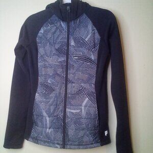 Fila Sport Jacket Women S Full Zip Hood Pockets Black White